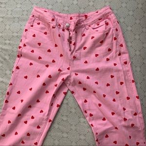STRAIGHT LEG PINK HEART JEANS